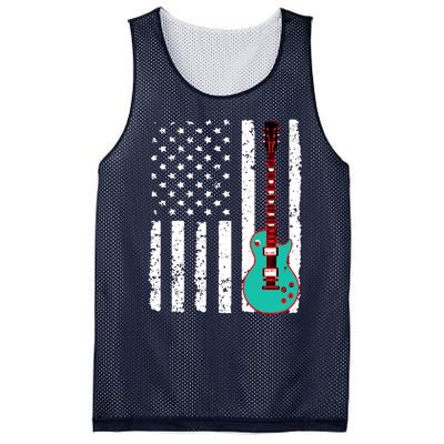 Vintage Guitar American Flag Mesh Reversible Basketball Jersey Tank