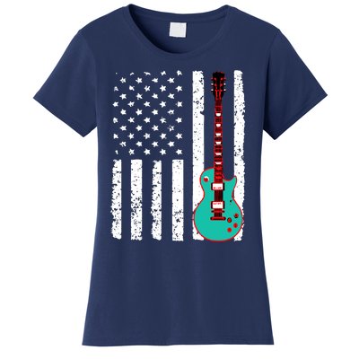 Vintage Guitar American Flag Women's T-Shirt