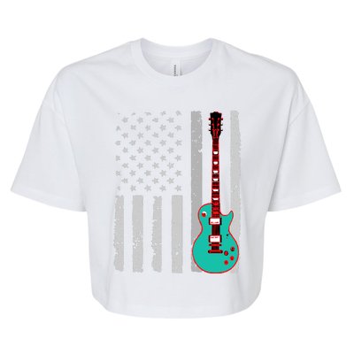 Vintage Guitar American Flag Bella+Canvas Jersey Crop Tee