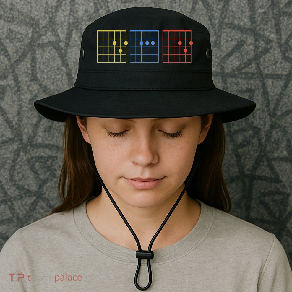 Vintage Guitar Chord Dad Funny Music Fathers Day Bucket Hat