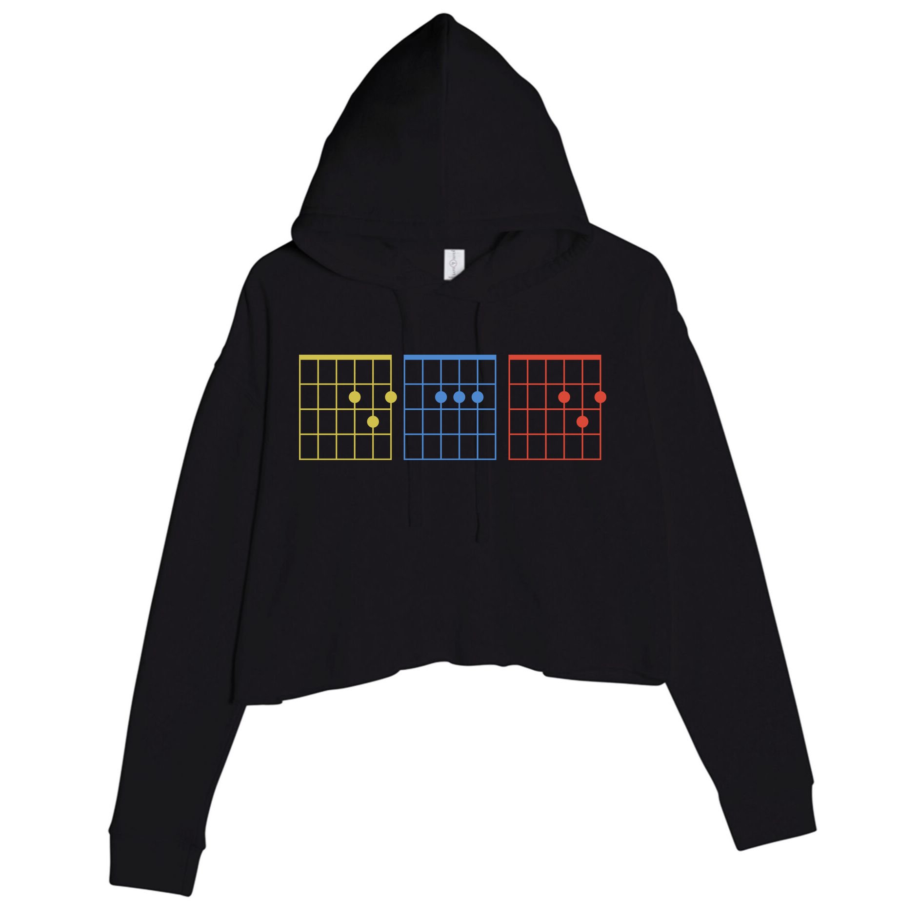 Vintage Guitar Chord Dad Funny Music Fathers Day Crop Fleece Hoodie