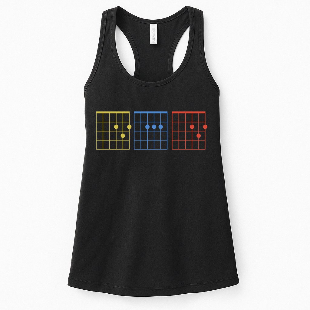 Vintage Guitar Chord Dad Funny Music Fathers Day Womens Tank Top