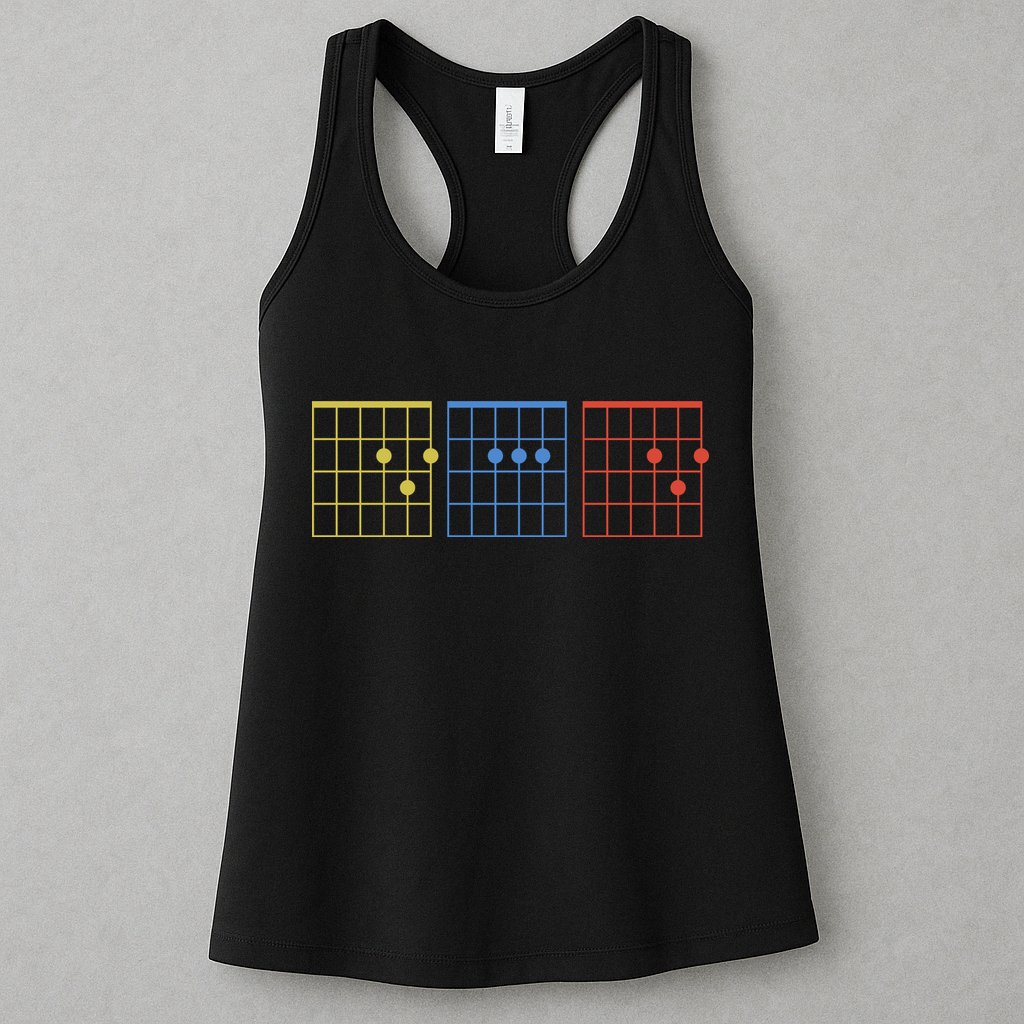 Vintage Guitar Chord Dad Funny Music Fathers Day Womens Tank Top