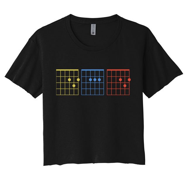 Vintage Guitar Chord Dad Funny Music Fathers Day Crop Top