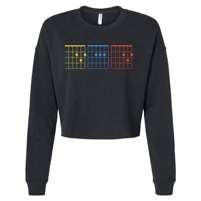 Vintage Guitar Chord Dad Funny Music Fathers Day Cropped Pullover Crew
