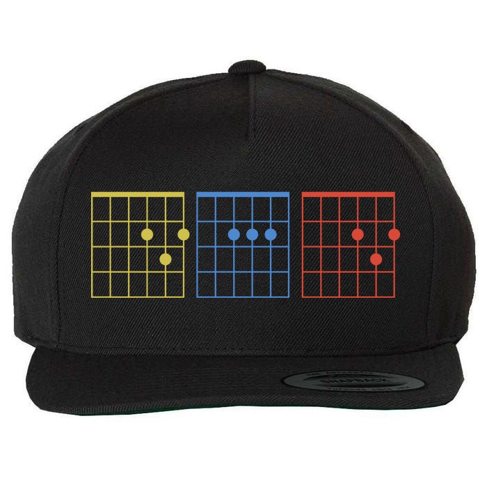 Vintage Guitar Chord Dad Funny Music Fathers Day Wool Snapback Cap