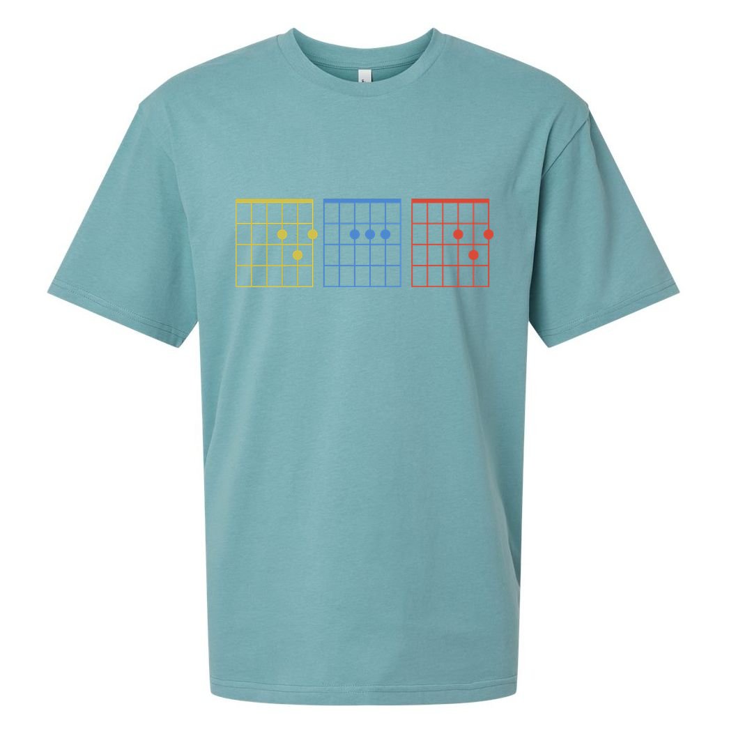 Vintage Guitar Chord Dad Funny Music Fathers Day Sueded Cloud Jersey T-Shirt