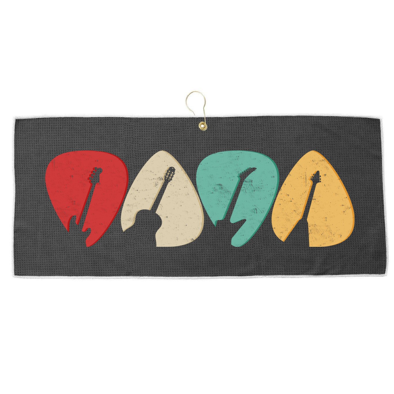 Vintage Guitar Picks  Large Microfiber Waffle Golf Towel