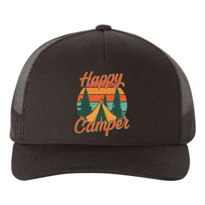 Vintage Happy Camper Emblem Yupoong Adult 5-Panel Trucker Hat
