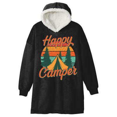 Vintage Happy Camper Emblem Hooded Wearable Blanket