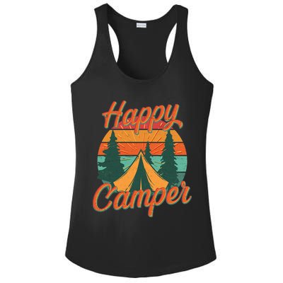 Vintage Happy Camper Emblem Ladies PosiCharge Competitor Racerback Tank