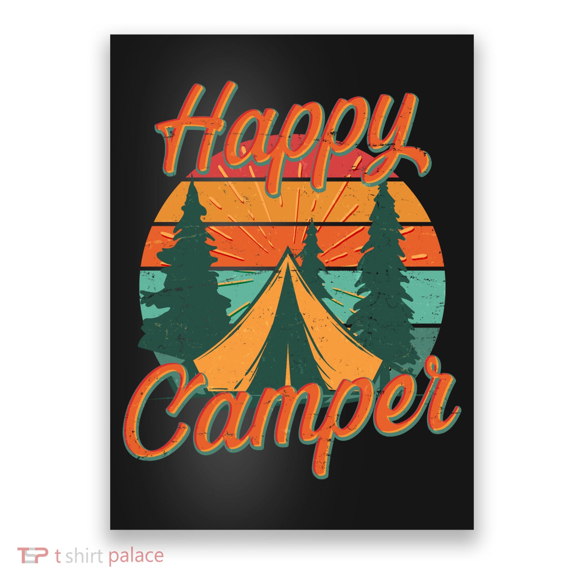 Vintage Happy Camper Emblem Poster