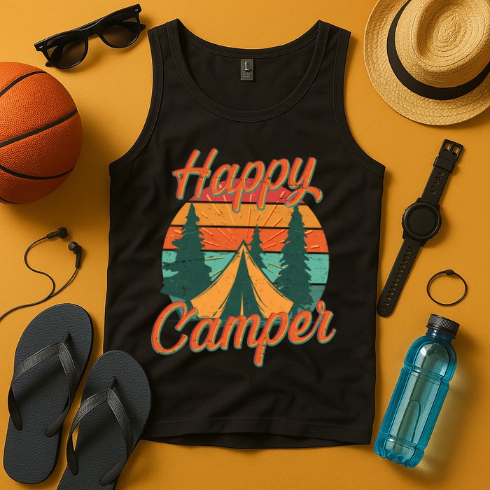 Vintage Happy Camper Emblem Tank Top