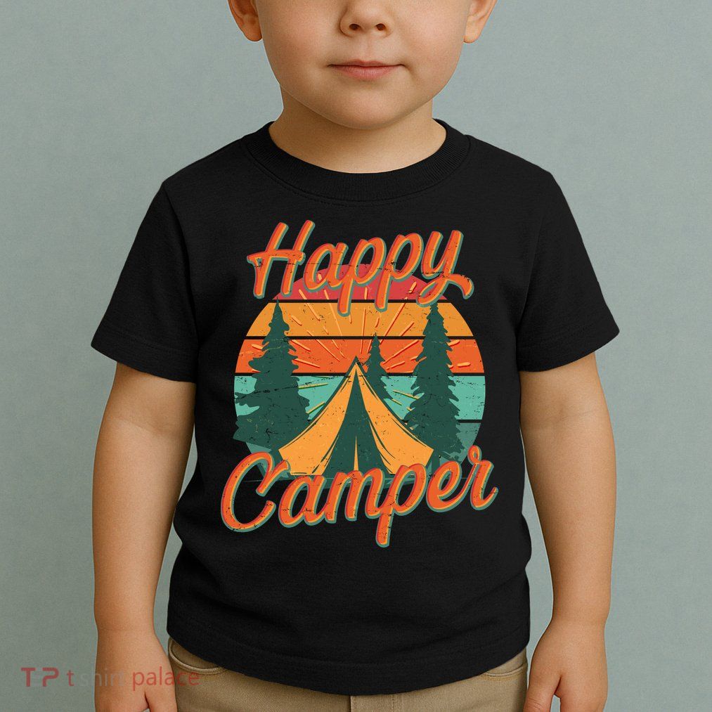 Vintage Happy Camper Emblem Toddler T-Shirt
