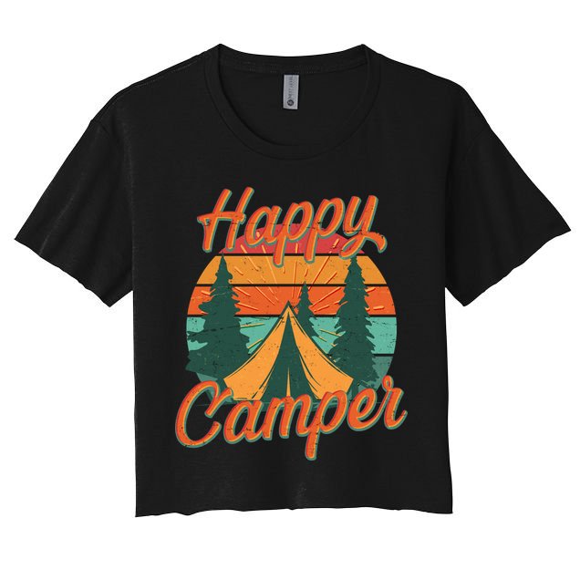 Vintage Happy Camper Emblem Crop Top