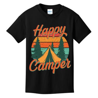 Vintage Happy Camper Emblem Kids T-Shirt