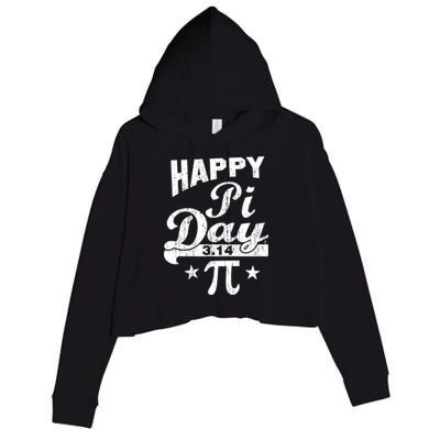 Vintage Happy Pi Day 3.14 Crop Fleece Hoodie