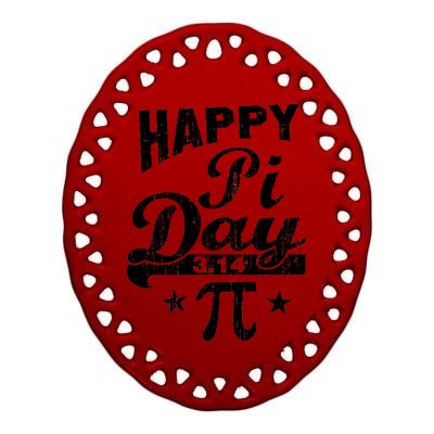 Vintage Happy Pi Day 3.14 Ceramic Oval Ornament