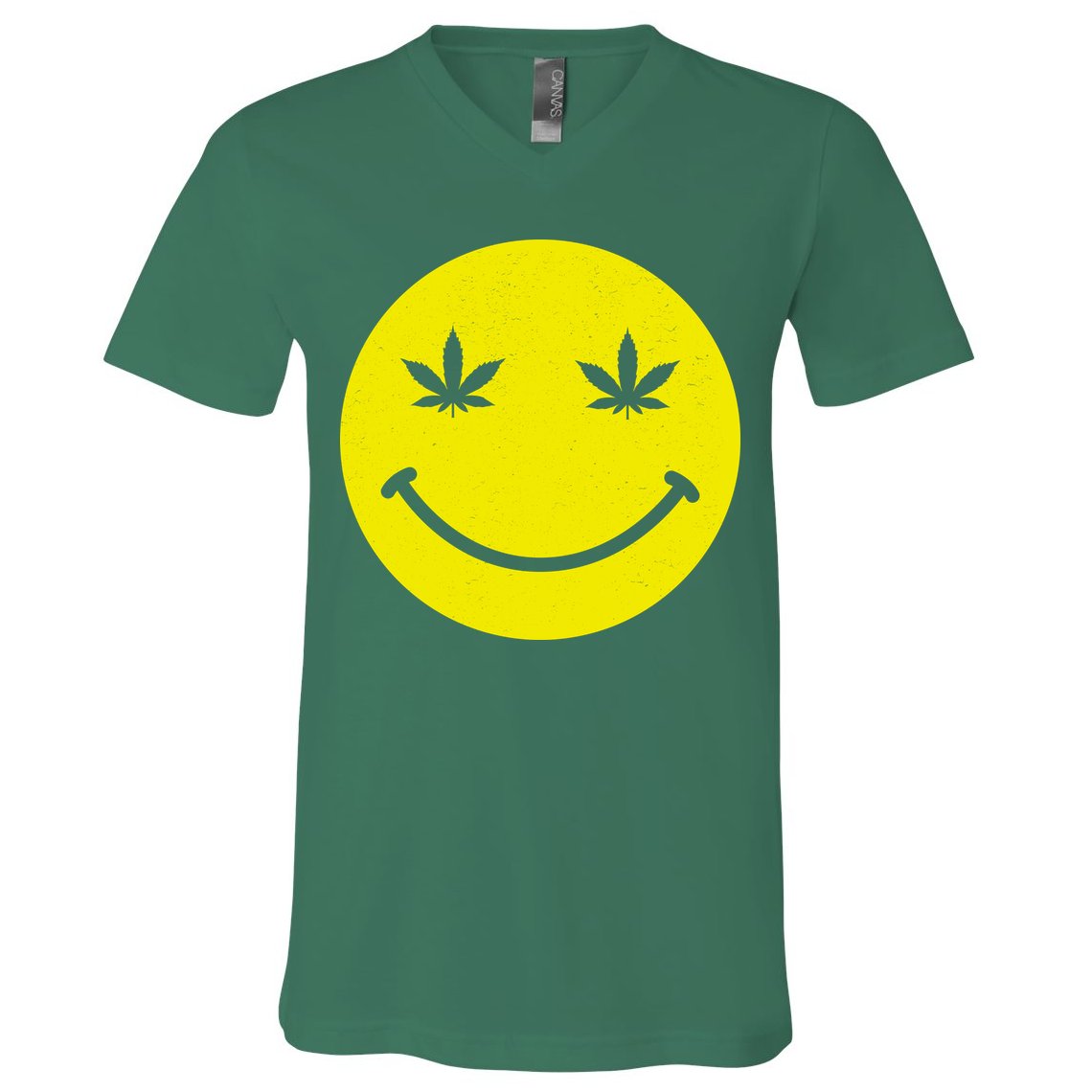 Vintage Happy Pot Smiley Face V-Neck T-Shirt