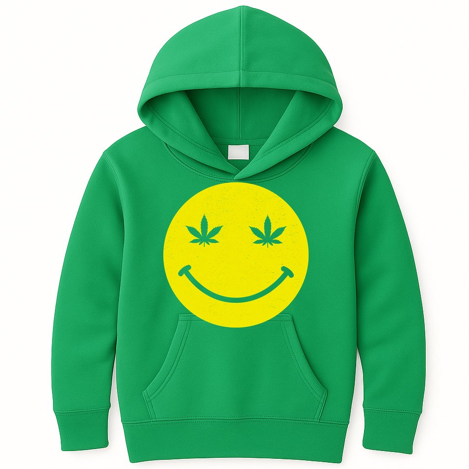 Vintage Happy Pot Smiley Face Kids Hoodie