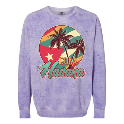 Vintage Havana Cuba Emblem  Colorblast Crewneck Sweatshirt