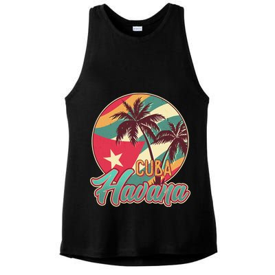 Vintage Havana Cuba Emblem  Ladies PosiCharge Tri-Blend Wicking Tank