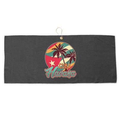 Vintage Havana Cuba Emblem  Large Microfiber Waffle Golf Towel