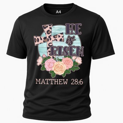 Vintage He is Risen Matthew 28:6 Floral Leopard Print Performance Shirt