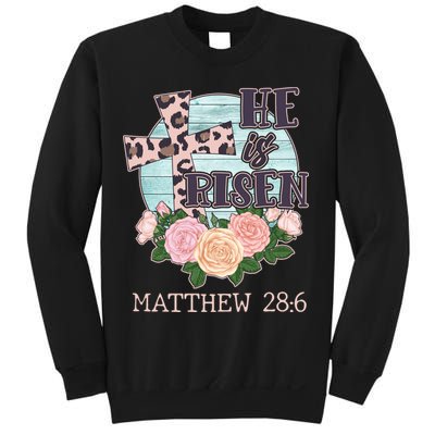 Vintage He is Risen Matthew 28:6 Floral Leopard Print Sweatshirt
