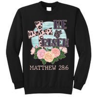 Vintage He is Risen Matthew 28:6 Floral Leopard Print Sweatshirt