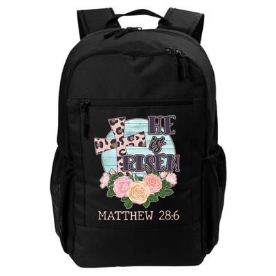 Vintage He is Risen Matthew 28:6 Floral Leopard Print Backpack