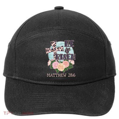 Vintage He is Risen Matthew 28:6 Floral Leopard Print 7-Panel Snapback Hat