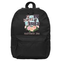 Vintage He is Risen Matthew 28:6 Floral Leopard Print 16 in Basic Backpack