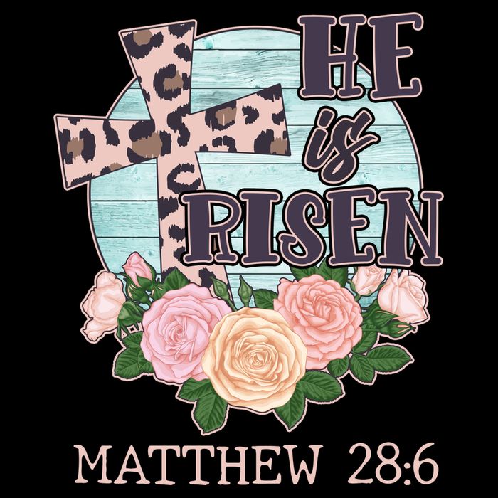 Vintage He is Risen Matthew 28:6 Floral Leopard Print 16 in Basic Backpack