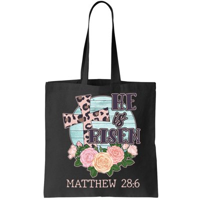 Vintage He is Risen Matthew 28:6 Floral Leopard Print Bag