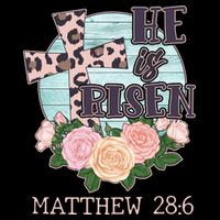 Vintage He is Risen Matthew 28:6 Floral Leopard Print Tank Top