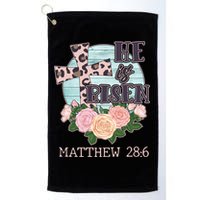 Vintage He is Risen Matthew 28:6 Floral Leopard Print Golf Towel