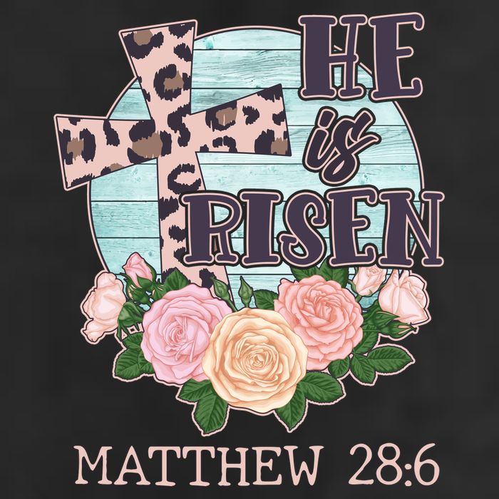 Vintage He is Risen Matthew 28:6 Floral Leopard Print Golf Towel