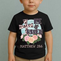 Vintage He is Risen Matthew 28:6 Floral Leopard Print Toddler T-Shirt