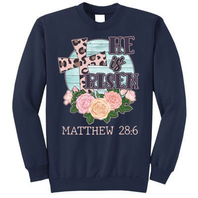 Vintage He is Risen Matthew 28:6 Floral Leopard Print Sweatshirt