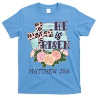 Vintage He is Risen Matthew 28:6 Floral Leopard Print T-Shirt