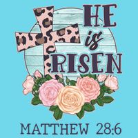 Vintage He is Risen Matthew 28:6 Floral Leopard Print Button