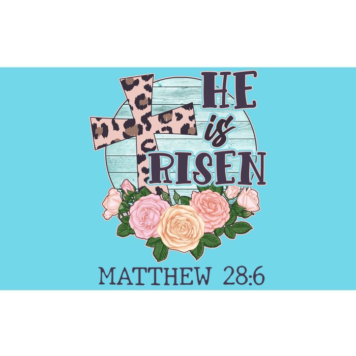 Vintage He is Risen Matthew 28:6 Floral Leopard Print Bumper Sticker