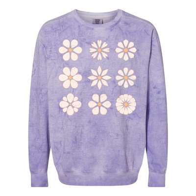 Vintage Hippie Flower Pattern Colorblast Crewneck Sweatshirt