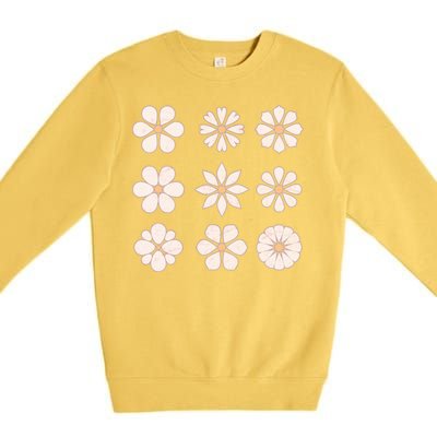 Vintage Hippie Flower Pattern Premium Crewneck Sweatshirt