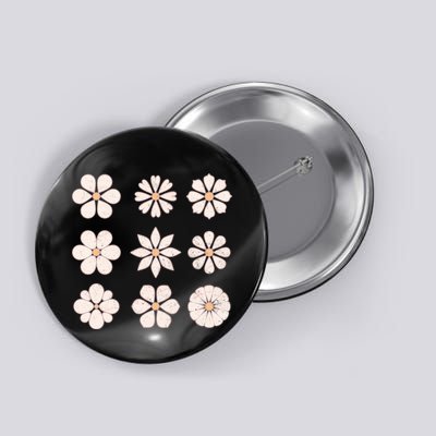 Vintage Hippie Flower Pattern Button