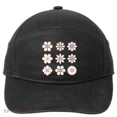 Vintage Hippie Flower Pattern 7-Panel Snapback Hat