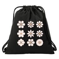 Vintage Hippie Flower Pattern Drawstring Bag