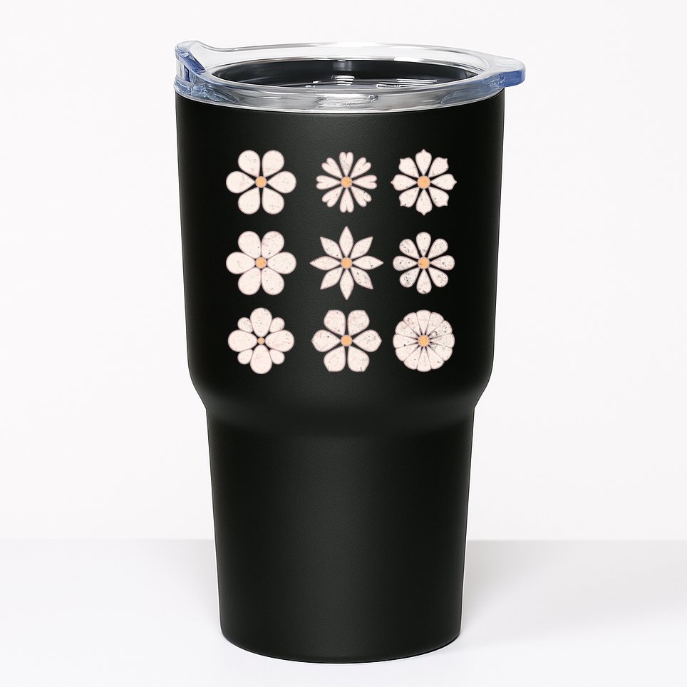 Vintage Hippie Flower Pattern Tumbler