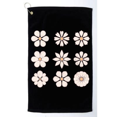 Vintage Hippie Flower Pattern Platinum Collection Golf Towel